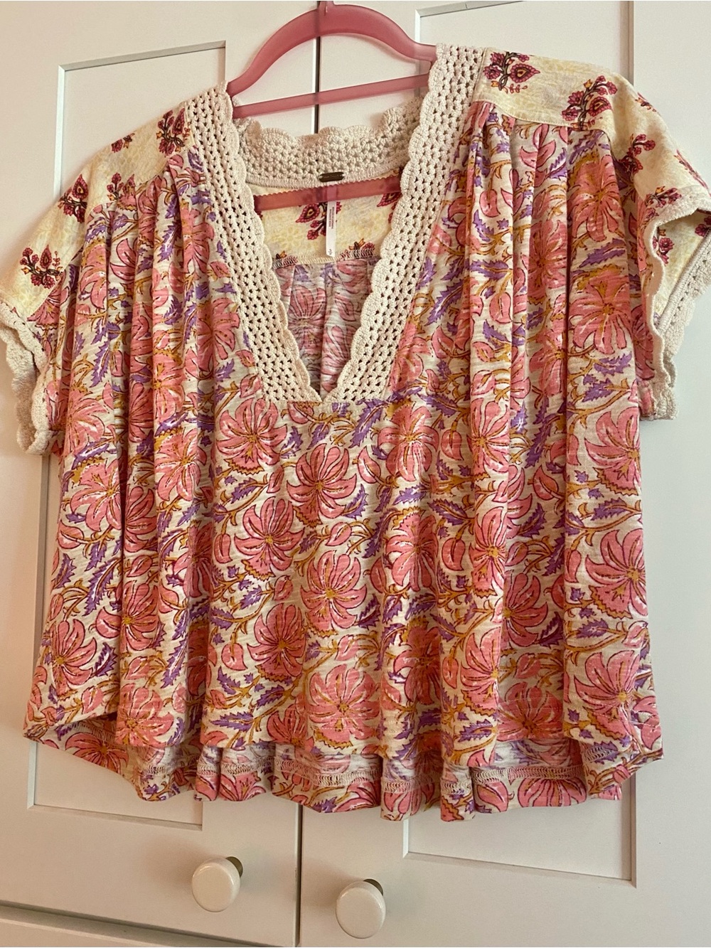Free People Floral Crop Shirt